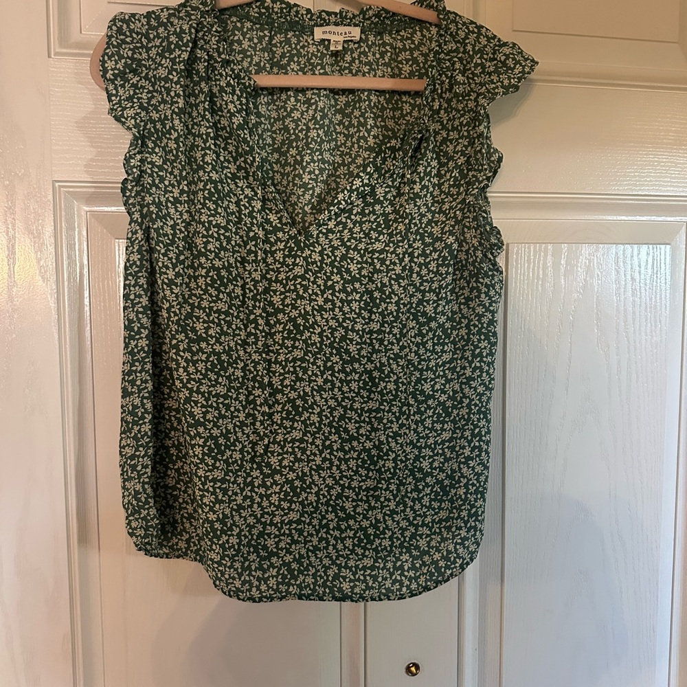 Monteau Green Floral Print Blouse